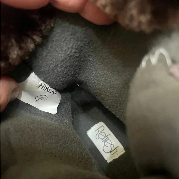 Refresh Hike 02 Faux Fur Trim Lace Up Boots in Olive and Brown Women’s size 8 - Picture 7 of 9